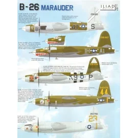 Decalcomania Martin B-26B Marauder (5) 296185 4T-S 56th BS Holland 1945 295867 IH-A1 1st Pathfinder Squadron with shark mouth 29