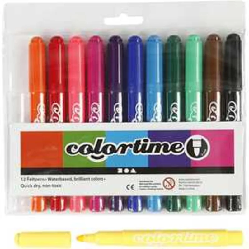 Pennarelli Glitter Colortime, Ampiezza Tratto 4,2 , Colori Asst., 12 pz