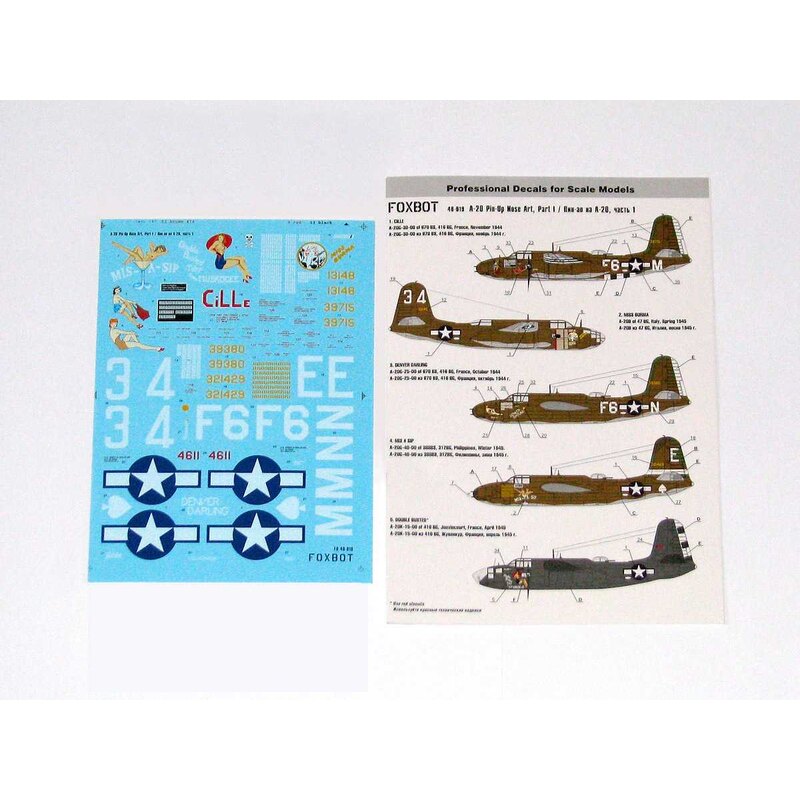 Decalcomania Douglas A-20 Boston "Pin-Up Nose Art" Parte 1 (stencil non inclusi)