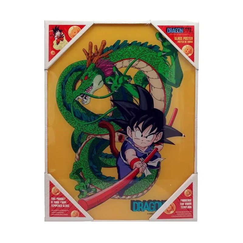 Poster Dragonball Z in vetro Kid Goku & Shenron 30 x 40 cm