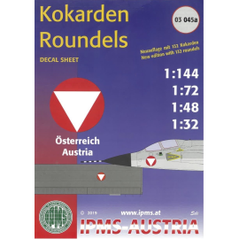  Decalcomania Roundels dell'aeronautica austriaca.132 Roundels in scala 1: 144, 1:72, 1:48 e 1:32