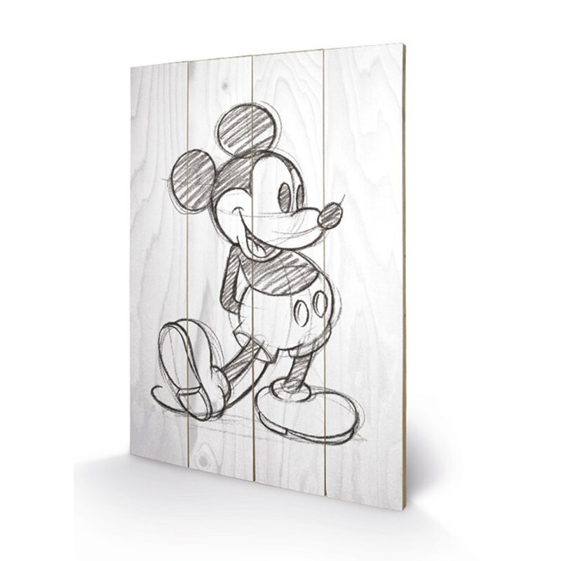 Hole in the wall Disney: Topolino abbozzato arte in legno singolo