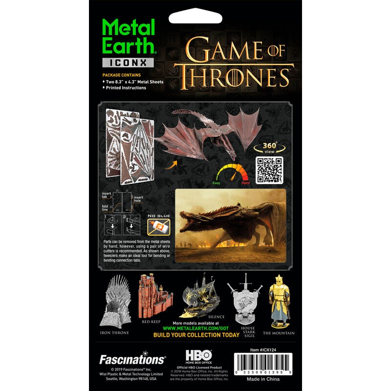 Kit modello in metallo Metal earth ICONX - GAME OF THRONES / DROGON