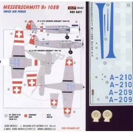 Decalcomania Messerschmitt Bf 108B (Swiss Air Force) with wheels (per i kit modello da Eduard)
