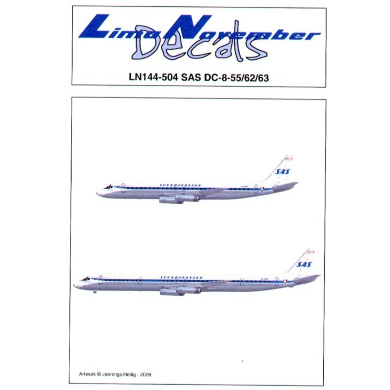 Decalcomania Douglas DC-8-55/62/63 SAS pre 1984 29 registrations and Viking names.