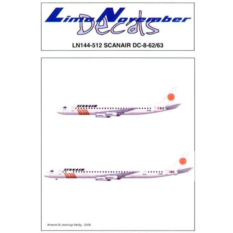 Decalcomania Douglas DC-8-62/63 SCANAIR Old and New schemes. One scheme needs LN44504 to complete