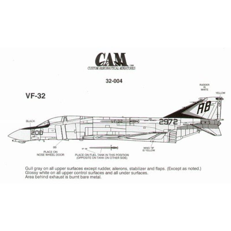 Decalcomania F-4B Phantom 152972 AB/200 VF-32 Swordsmen USS JFK CAG