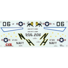  Decalcomania Grumman F-14A 159871 NH/206 VF-213 Black Lions USS Kitty Hawk. Overall gull grey/blue rudders