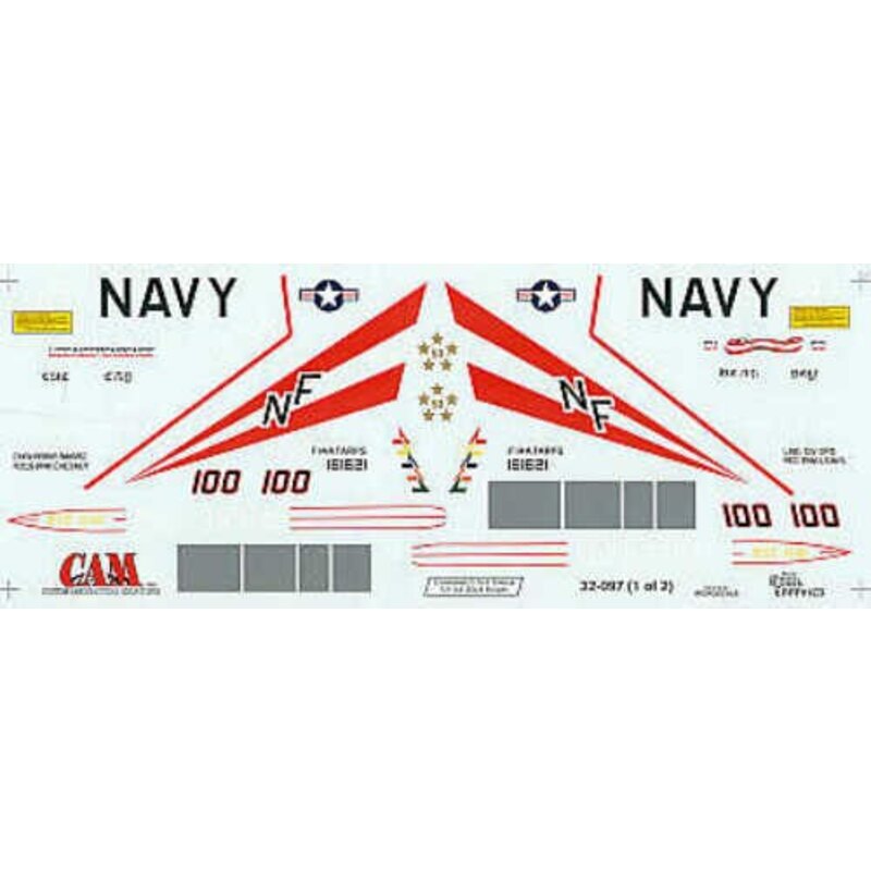 Decalcomania Grumman F-14A (1) 161621 NF/100 VF-154 Black Knights USS Independence 1996 double sheet