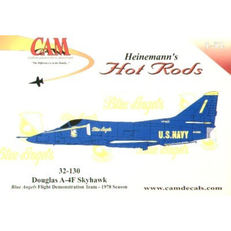 Decalcomania Douglas A-4F Skyhawk Blue Angels Team 1 - 6. Includes serials and names for 1978 team