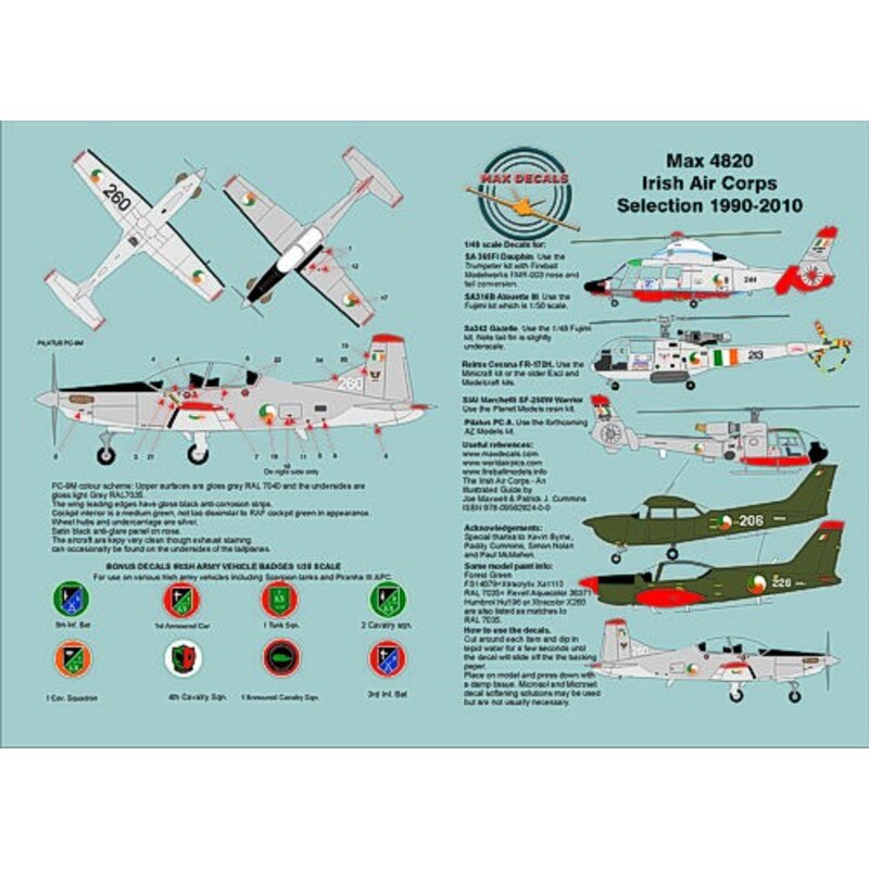 Decalcomania Irish Air Corps 1990-2010 (7) SIAI Marchetti SF 260W Warrior No 226 Reims Cessna FR 172H No.206 SA365F Dauphin No 2