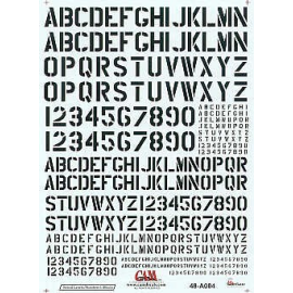  Decalcomania Stencil Letters and Numbers 4 sizes black