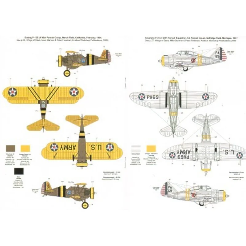 Decalcomania Wings Of Stars Pt 2 (6) Nieuport 28 6507 213th Aero Squadron Florida 1919 Curtiss P-6E Hawk 22 33rd PS Virginia Bea