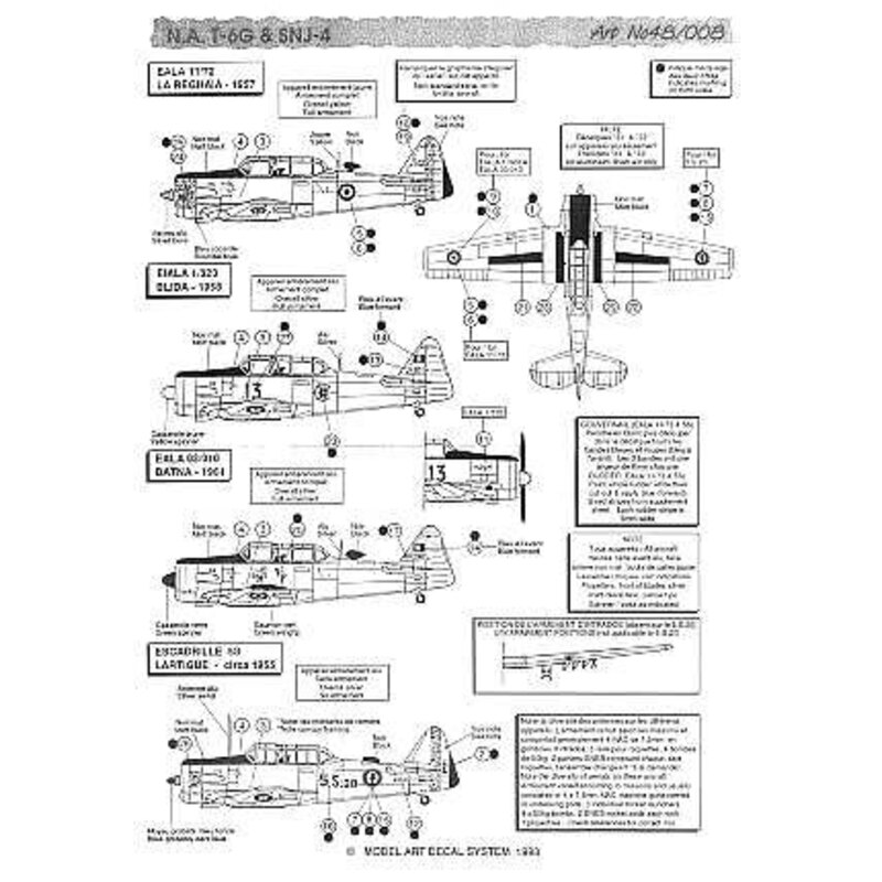 Decalcomania North American T-6G Texan EALA 11/72 1/320 03/010 North American SNJ-4 Texan 5S Bloch MB.174 GR 11/33 1940