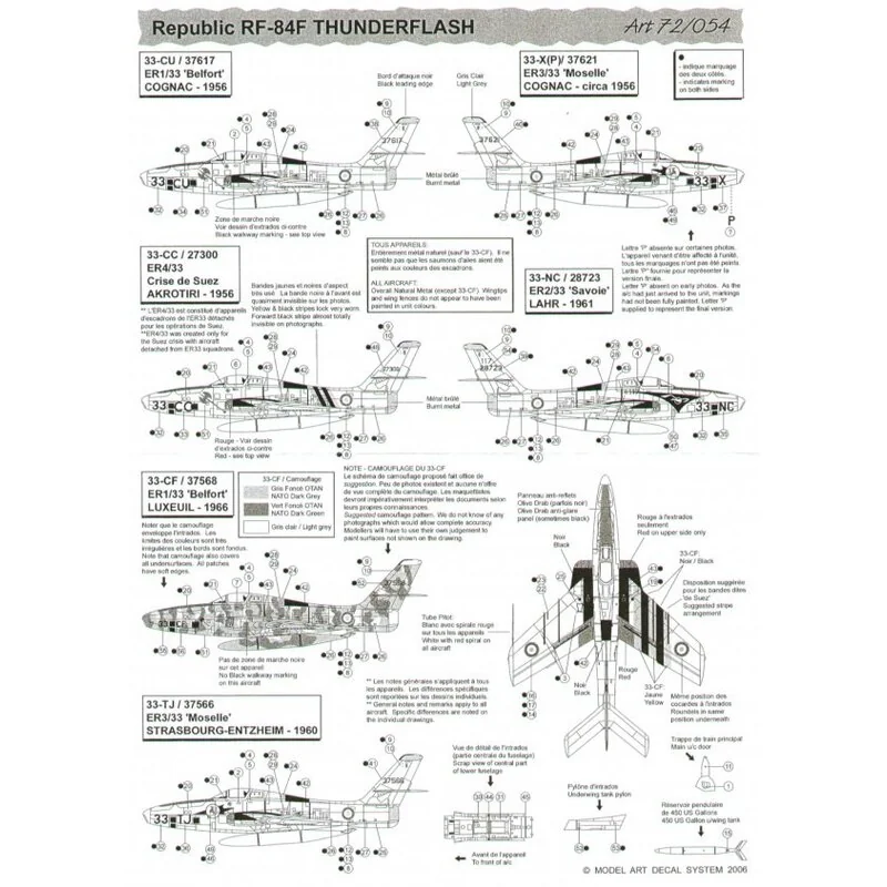 Decalcomania Fairey Firefly FR.1: (post-war part 1) 767NAS & 827NAS Royal Navy. Republic RF-84F Thunderflash ER1/33 ′Belfort′ ER