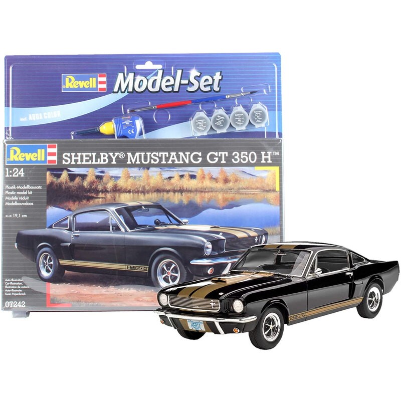 Kit modello Shelby Mustang Gt 350 Set - box containing the model, paints, brush and glue