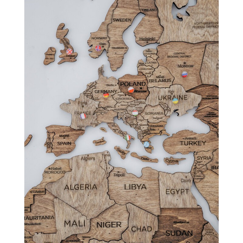 Parete di legno mondo mappa -  Italia