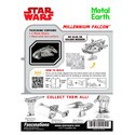 MetalEarth: STAR WARS MILLENNIUM FALCON 7.13x5.55x4.56cm, modello in metallo 3D con 2 fogli, su carta 12x17cm, 14+