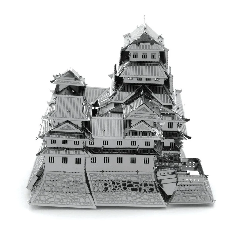 Architettura di MetalEarth: HIMEJI CASTLE 7.2x6.9x6cm, modello 3D in metallo con 3 fogli, su carta 12x17cm, 14+