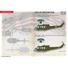  Decalcomania Bell UH-1 nella guerra del Vietnam 1. UH-1H, 67-17336, 13° Battaglione dell'aviazione da combattimento, confine ca