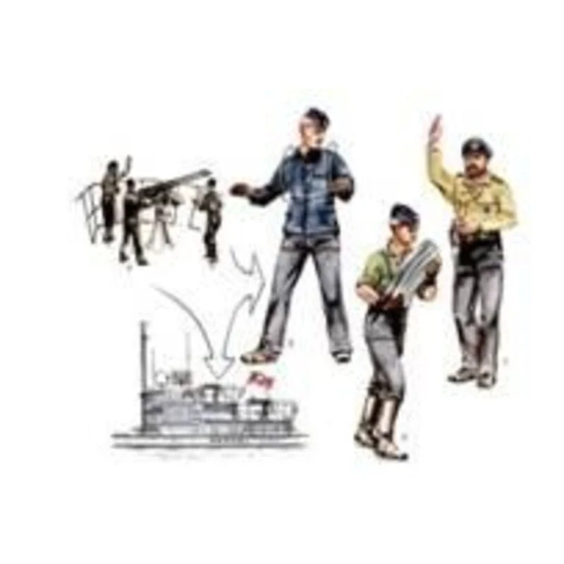 3 x gun crew figures for U-VII Atlantic version. Gun Crew for 2cm gun (per i kit modello da Revell) 