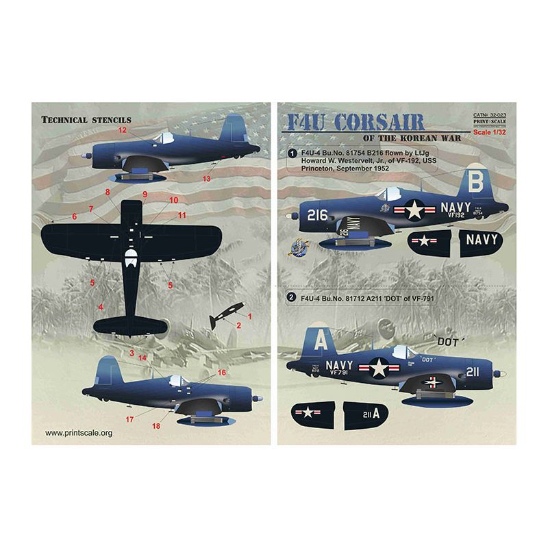 Decalcomania Vought F4U Corsair Il set completo 1,5 foglie