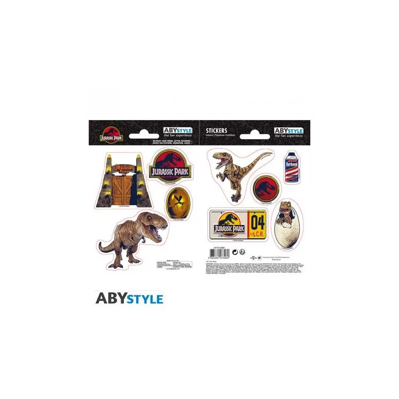 Abystyle JURASSIC PARK - Adesivi - 16x11cm/ 2 fogli - Dinos