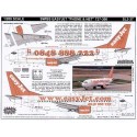 Decalcomania Boeing 737-300 EasyJet HB-IIB Web site and Swiss Phone Number combo