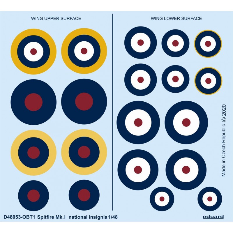 Decalcomania Eduard Insegne nazionali Supermarine Spitfire Mk.I