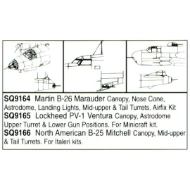 Martin B-26 Marauder Nose Cone/canopy/Turrets/Astrodome (per i kit modello da Airfix)