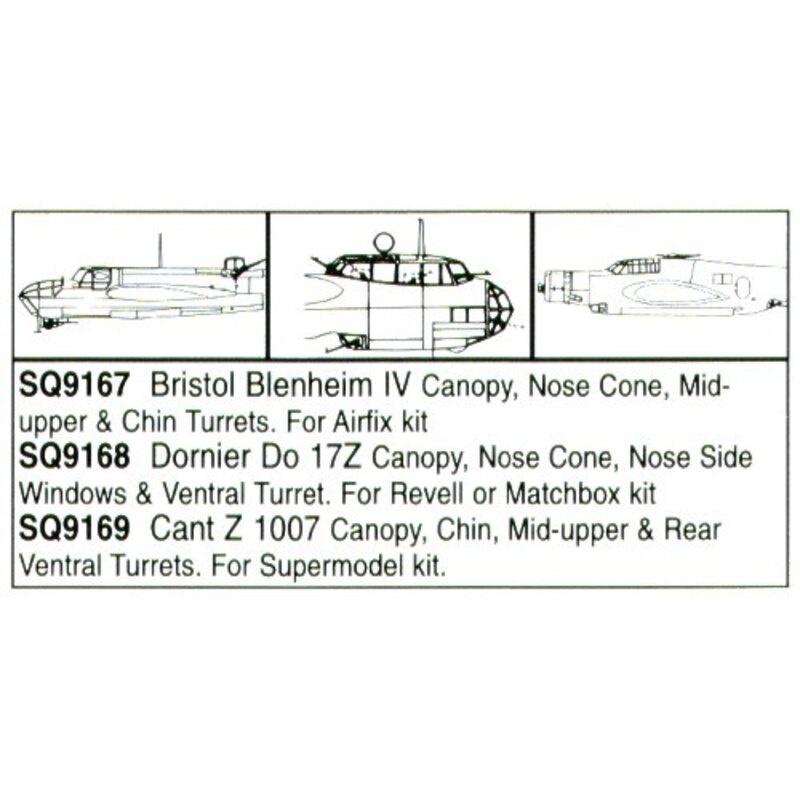 Dornier Do 17Z canopy/Nose Cone/Turret/Side Windows (per i kit modello da Matchbox and Revell)