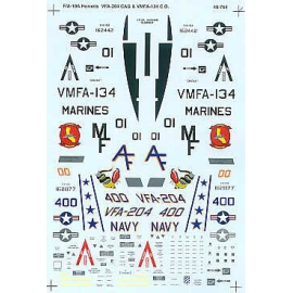 Decalcomania per aereo militar Decalcomania F/A 18A Hornets (2) 162877 AF/400 CAG VFA 204 162442 MF/01 VMFA 134