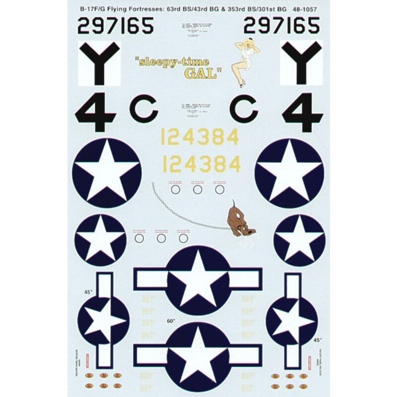 Decalcomania Boeing B-17F/Boeing B-17G Flying Fortress (2) F 41-24384 63 BS/43 BS Sth Pacific G 42-97165 353 BS/301 BG `Sleepy-T