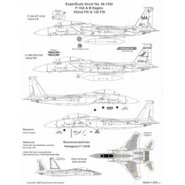  Decalcomania McDonnell Douglas F-15A/B (2) 77-0102/MA 102 FW flagship MassachusettsANG ′Cape Cod′ 76-0142 142 FW Redhawks flags
