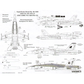  Decalcomania McDonnell Douglas F/A-18B/C Hornets (2) B 162864 NJ/326 VFA-125 Rough Raiders NAS Lemoore C 165177 AC/301 VFA-37 B