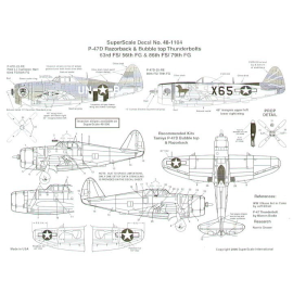  Decalcomania Republic P-47D Thunderbolt (2) Razorback 226299 UN-B 63 FS/56 FG Lt C.Hart OD/Grey Bubble X65 86 FS/79 FG `The Tro