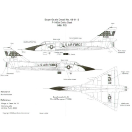  Decalcomania Convair F-106A Delta Dart (1) 90011 94th FIS Wurtsmith Air Force Base