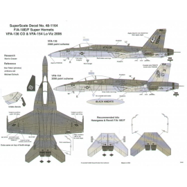 Decalcomania per aereo militar Decalcomania McDonnell Douglas F/A-18E/F Super Hornet (2) E 166776 AB/160 VFA-136 Nighthawks 2006