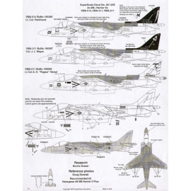 Decalcomania per aereo militar Decalcomania McDonnell Douglas AV-8B Harrier II (3) 165385 WF/01VMA-513 Lt Col Parkhurst Dk blue 