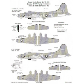  Decalcomania Boeing B-17F Flying Fortress 303rd BG (2) 42-5432 VK-B 358 BS Lt Ray Jess ′The Hunting Club′ 42-5483 PU-F 360 BS. 