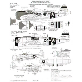  Decalcomania Republic P-47D Thunderbolt bubbletop (2) 432773 4P-S 513FS/406FG Maj Howard Park ′Big Ass Bird′ 226407 C4-Y 388FS/