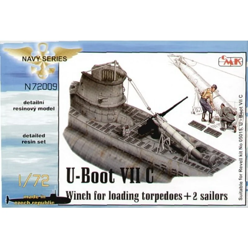 U-Boat Type VIIc winch for loading torpedos loading rollers and torpdeo (per i kit modello da Revell) 