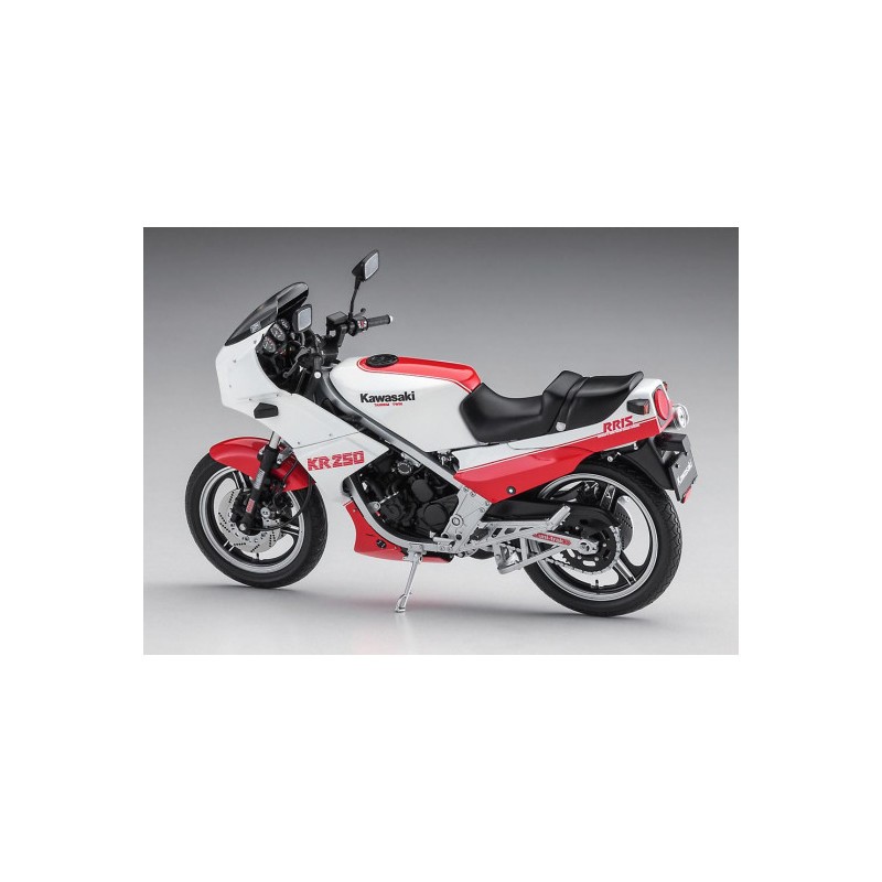 Modellino di moto Moto modello in plastica Kawasaki KR250(KR250A) “Bianco/Rosso” 1:12