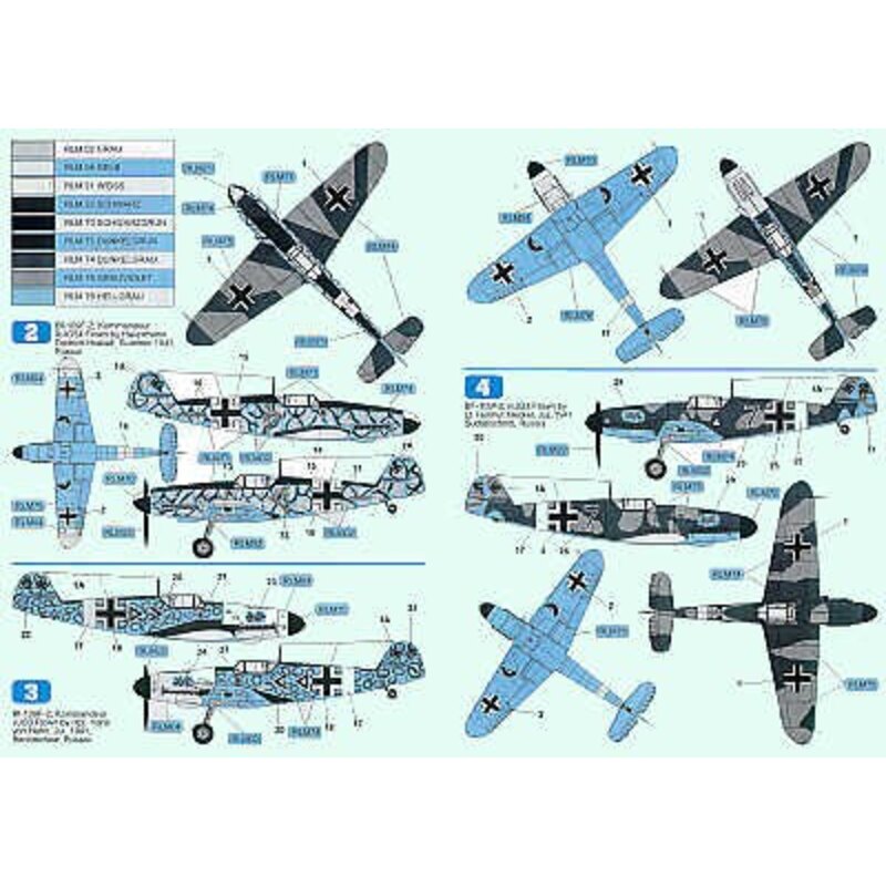 Decalcomania Messerschmitt Bf 109F-2 (4) Geschwader Kommodore JG 26 Adolf Galland Kommandeur II?JG54 Hpt. Dietrich Hrabak Russia