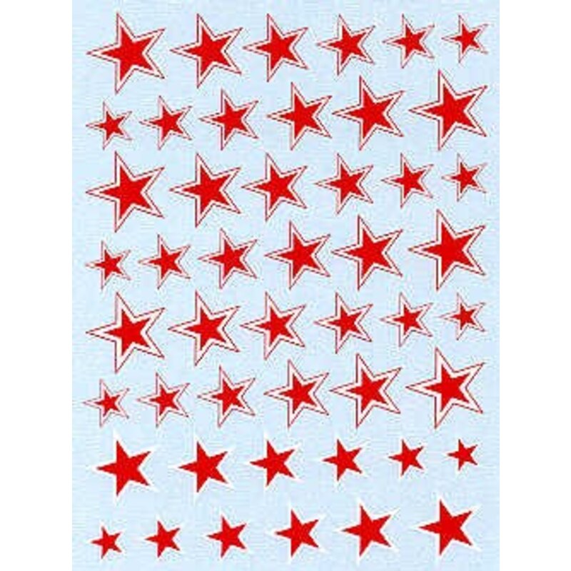 Decalcomania Russian Stars. with white and red/white outlines. 6 sizes Russian Stars. with white and red/white outlines. 6 sizes