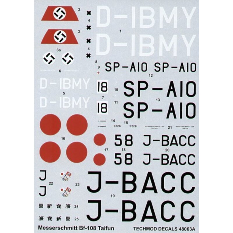 Decalcomania Messerschmitt Bf 108 Taifun Part 2. (4) D-IBMY International Circuit of the Oasis race Egypt 1937 overall RLM 24 bl