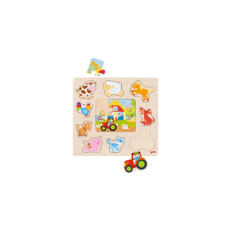 Puzzle Goki Puzzle: ANIMALI DELLA FATTORIA 30x27,5x2,3cm, 15 p