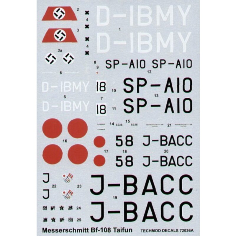 Decalcomania Messerschmitt Bf 108 Taifun Part 2. (4) D-IBMY International Circuit of the Oasis race Egypt 1937 SP-AIO Central St