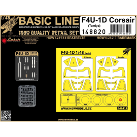  Decalcomania Vought F4U-1D Corsair BASIC LINE: cinture di sicurezza + ruote, mascherine verniciate telaio baldacchino (interno 