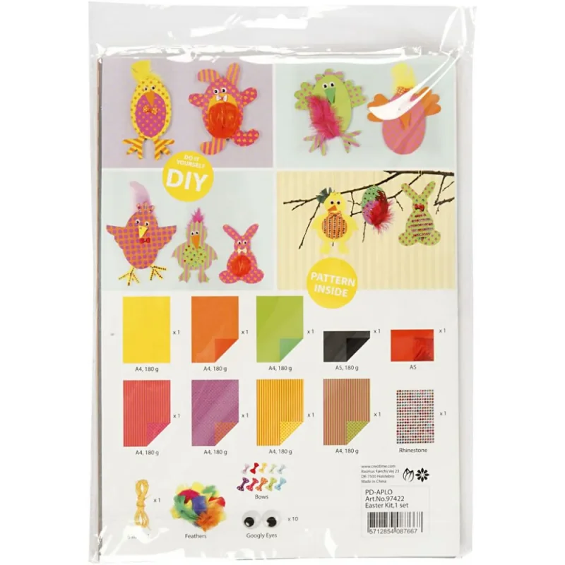 Kit decorazione pasquale fai-da-te, colori forti, Pasqua, 1set